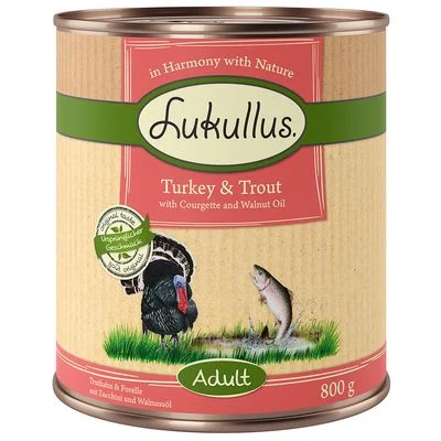 Lukullus Naturkost Adult kalkkuna & taimen (viljaton) 6 x 800 g kalkkuna ja taimen