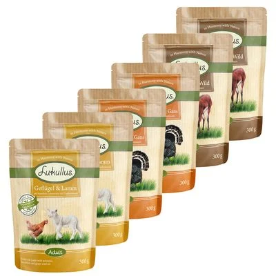 Lukullus Pouches -tuorepussit: säästöpakkaus 24 x 300 g lajitelma: "Regional" + "Mediterranean"