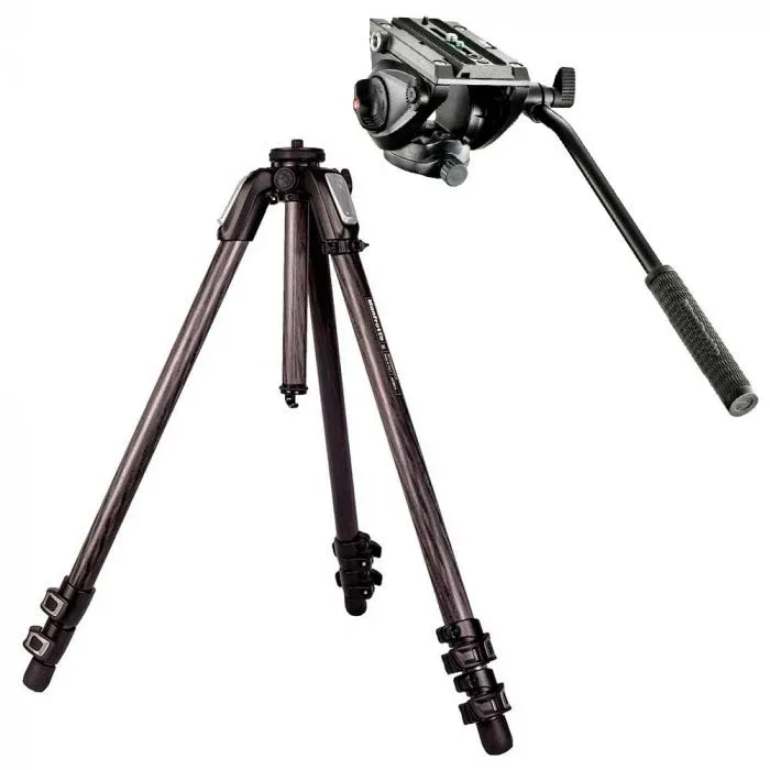 Manfrotto MT055 BDWCF Birding hiilikuitujalusta + MVH500AH videopää