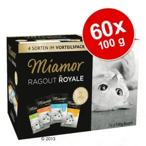 Miamor Ragout Royale -säästöpakkaus 60 x 100 g kymmenen maun lajitelma hyytelö- ja kastikeruokia