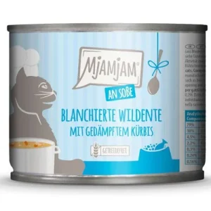 MjAMjAM kastikkeessa -säästöpakkaus 24 x 185 g blanchoitu villiankka & höyrytetty kurpitsa