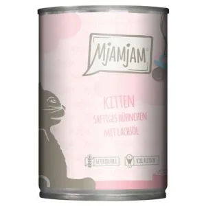 MjAMjAM Kitten -säästöpakkaus 24 x 400 g kana ja lohiöljy