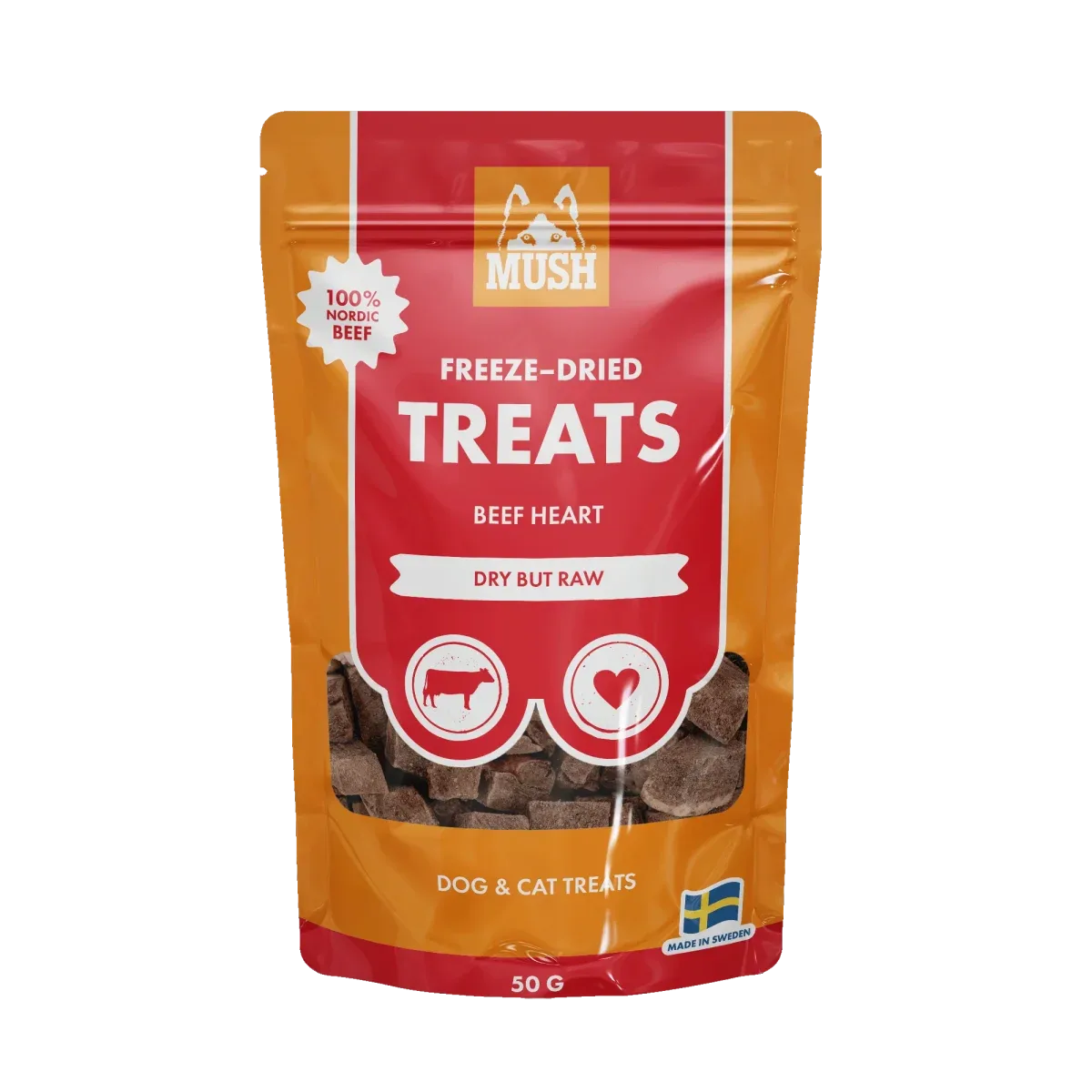 Mush Freeze-Dried Treats Naudan sydän 50g