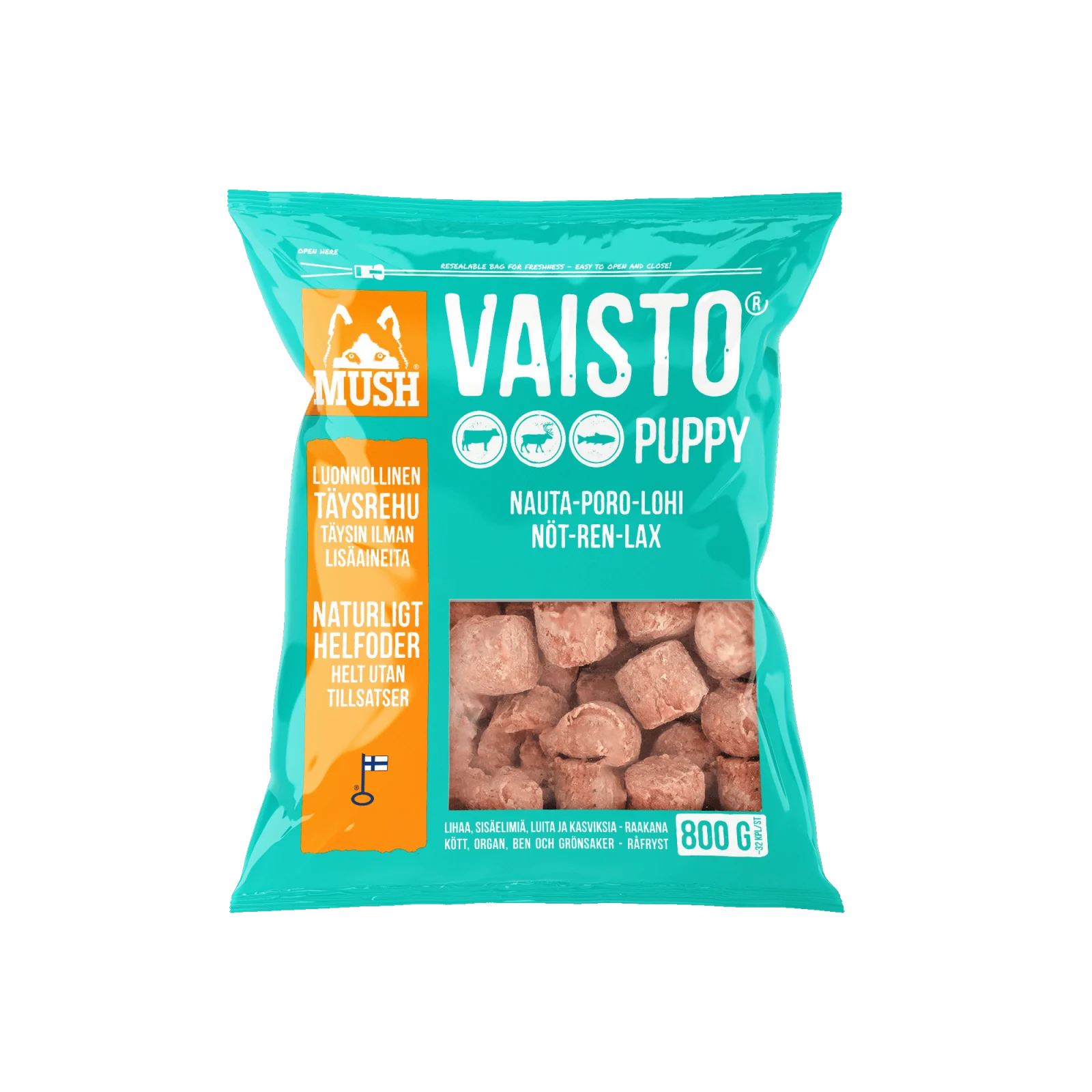 Mush Vaisto jäänsininen Puppy nauta-poro-lohi
