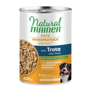 Natural Trainer Sensitive No Gluten Adult -säästöpakkaus 12 x 400 g 12 x 400 g taimen ja täysjyvävilja