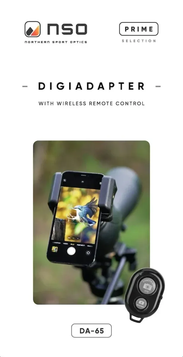 NSO Digiscoping Adapter yleissovite älypuhelimelle Bluetooth laukaisimella