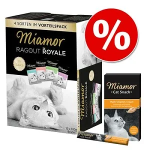 Pakettihintaan: Miamor Ragout Royale -valikoima 12 x 100 g + Multi-Vitamin Cream Multi-Mix Sauce + Multi-Vitamin Cream