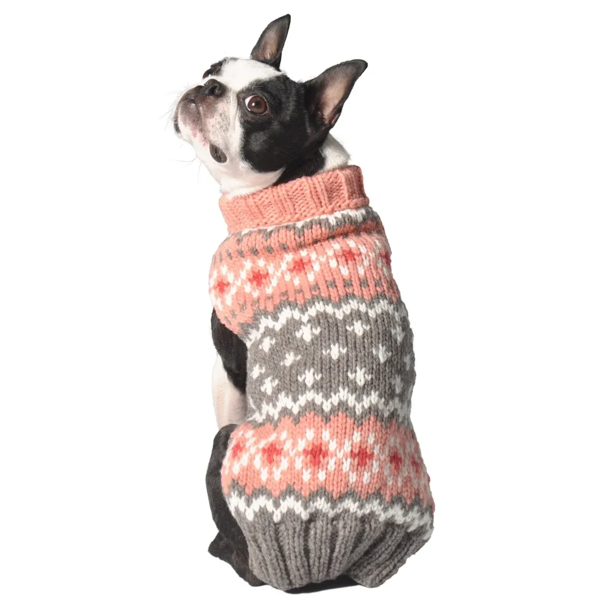 Peach Fairisle villaneulepusero – Kuviollinen vaaleanpunainen