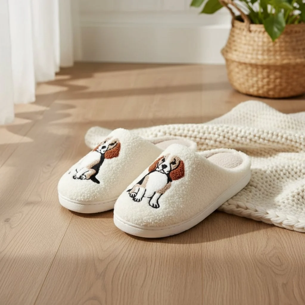 Pehmeät beagle-kuvioiset tossut