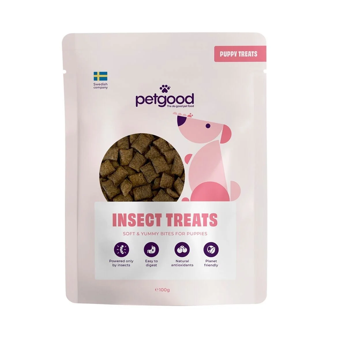 Petgood hyönteispohjainen koiranherkku pennuille 100 g