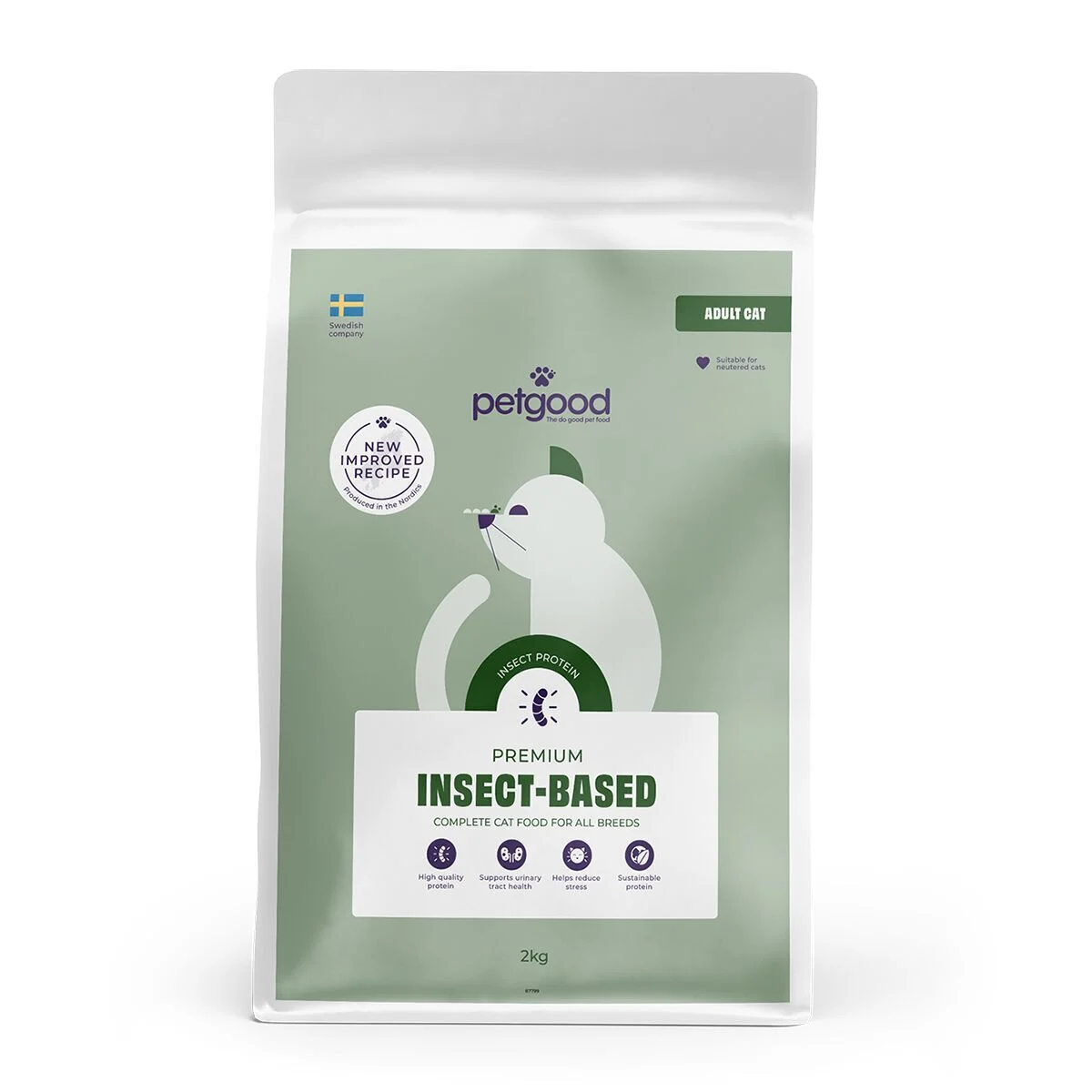 Petgood hyönteispohjainen premiumruoka aikuiselle kissalle