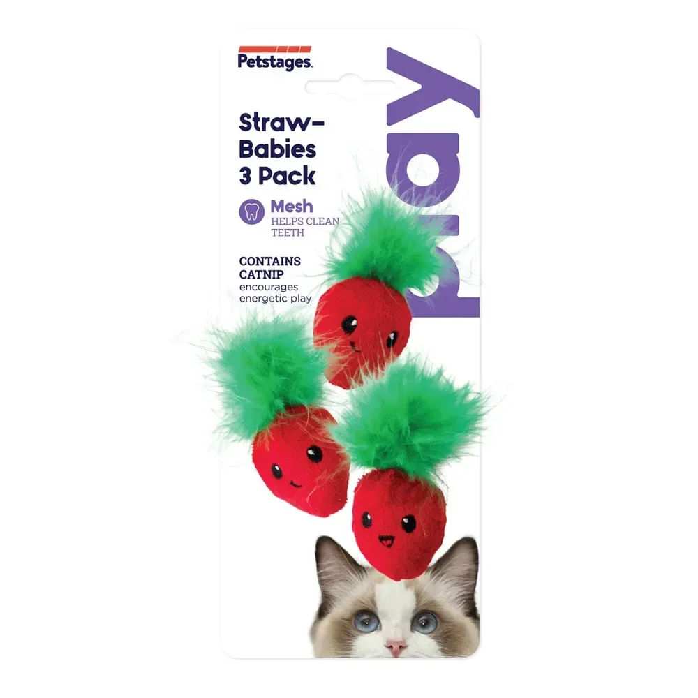 Petstages Straw-Babies 3-pack Kissanlelu