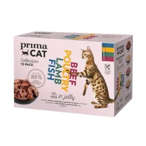 PrimaCat Classic hyytelössä -säästöpakkaus 24 x 85 g Classic-lajitelma (4 makua)