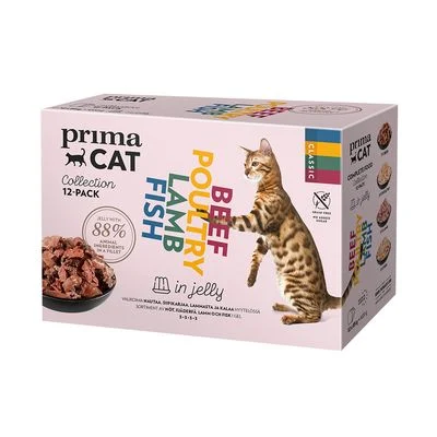 PrimaCat Classic hyytelössä -säästöpakkaus 48 x 85 g Classic-lajitelma