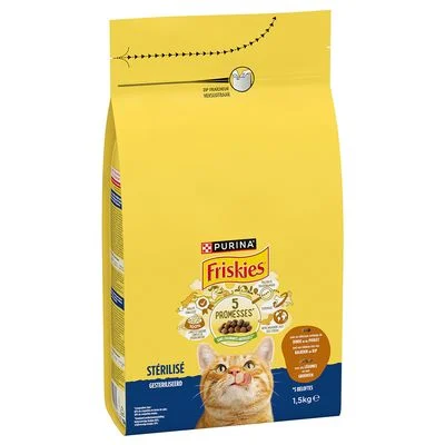 PURINA Friskies Sterilized Cat kalkkuna, kana ja vihannekset säästöpakkaus: 3 x 1,5 kg