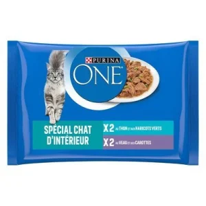 PURINA ONE 4 x 85 g Indoor tonnikala ja vasikka