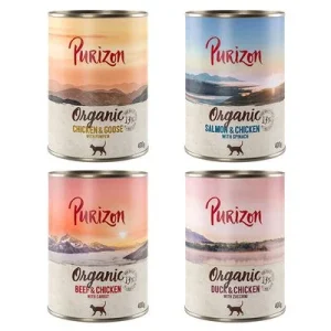 Purizon luomu -säästöpakkaus 12 x 400 g lajitelma 4 makua