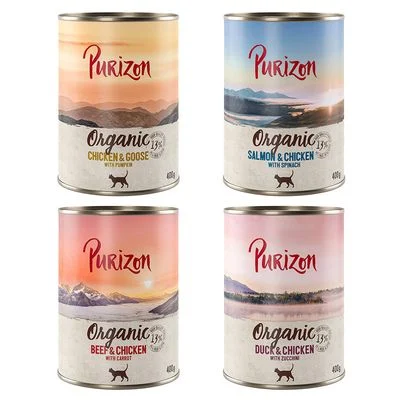 Purizon luomu -säästöpakkaus 12 x 400 g lajitelma 4 makua