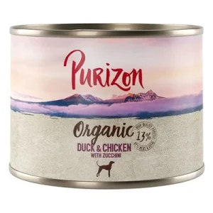Purizon luomu -säästöpakkaus 12 x 200 g luomuankkaa, luomukanaa & luomukesäkurpitsaa
