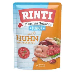 RINTI Kennerfleisch Junior -pussit 10 × 400 g kana
