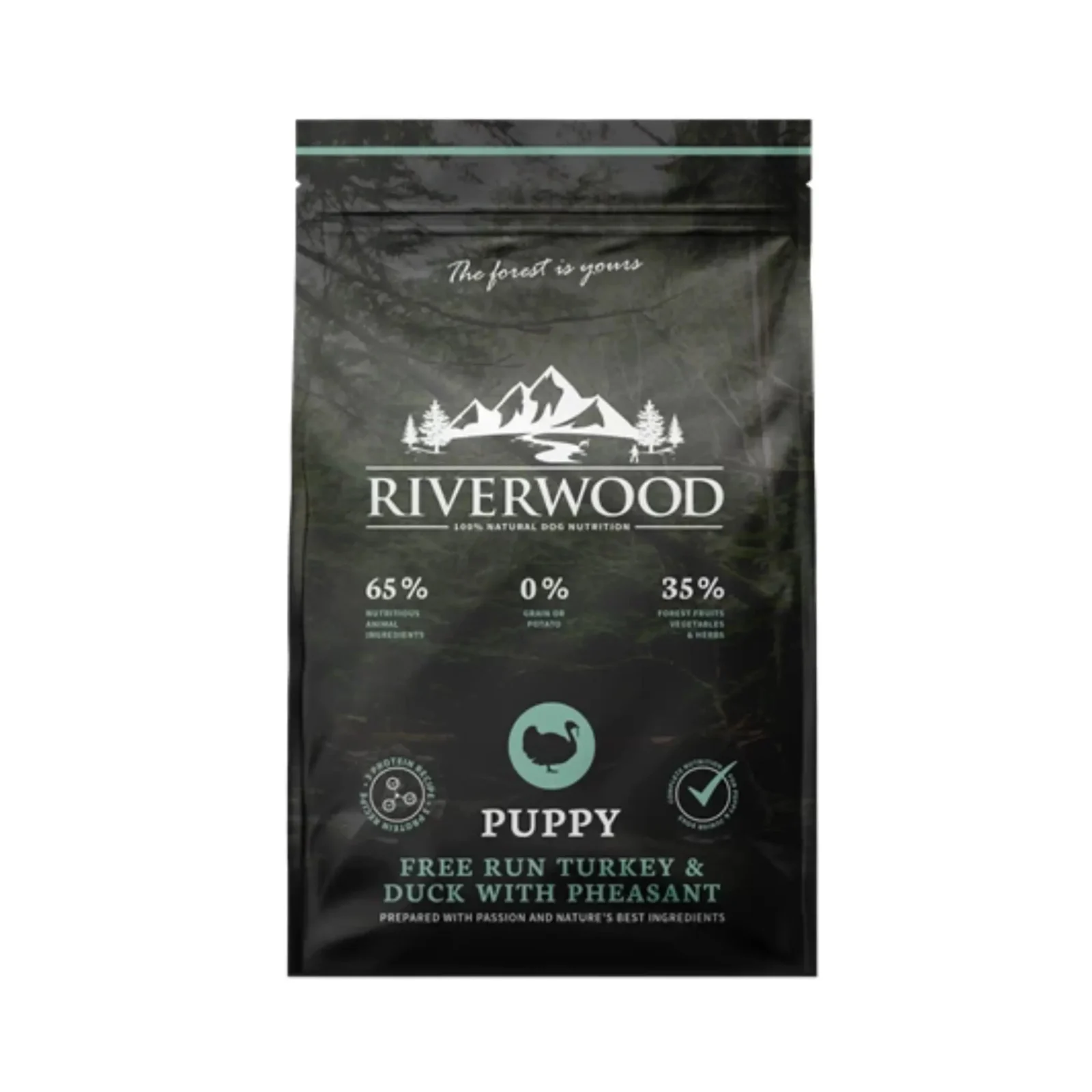 Riverwood Puppy Kalkkuna, Ankka & Fasaani 2kg – PÄIVÄYS 12.8.2026