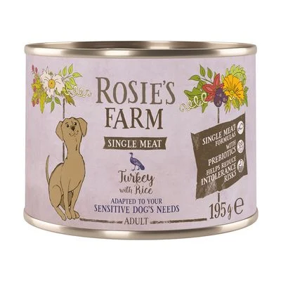 Rosie's Farm Single Meat Adult 6 x 195 g kalkkuna & riisi
