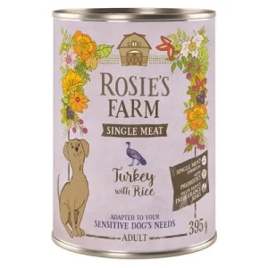 Rosie's Farm Single Meat Adult 6 x 395 g kalkkuna & riisi