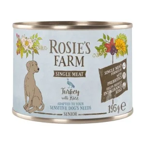 Rosie's Farm Single Meat Senior 6 x 195 g kalkkuna & riisi