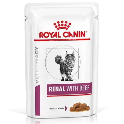 Royal Canin Veterinary Feline Renal kastikkeessa Beef, 12 x 85 g