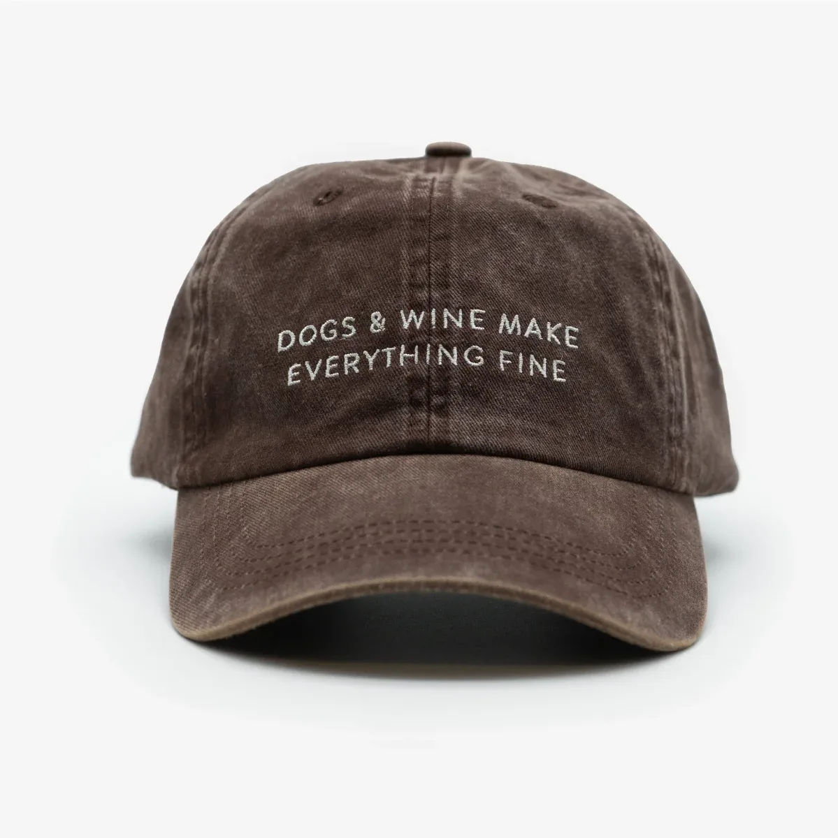 Ruskea denim-lippis – Dogs & Wine Make Everything Fine