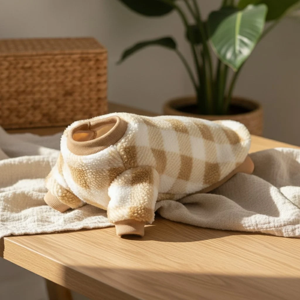 Ruudullinen fleece-paita dachshundille