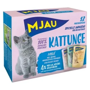Säästöpakkaus: 48 x 85 g Mjau Kitten Pouch sekapaketti Menu (3 lajiketta)