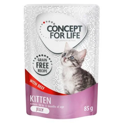 Säästöpakkaus Concept for Life viljaton 48 x 85 g Kitten nautaa hyytelössä