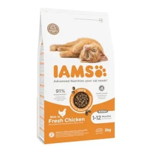 Säästöpakkaus: IAMS 2 x 3 kg Vitality Kitten Fresh Chicken