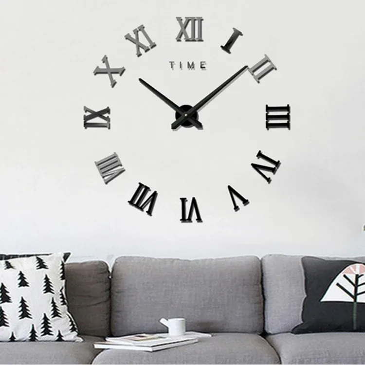 Seinäkello 3D DIY 100x100cm (Black)