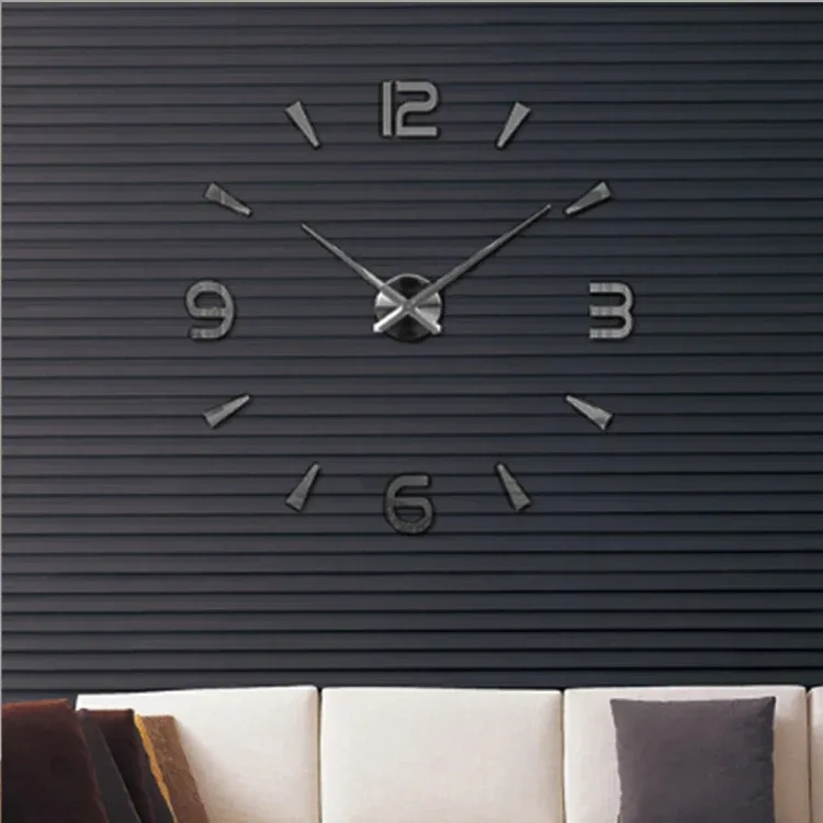 Seinäkello 3D DIY 100x100cm (Black)