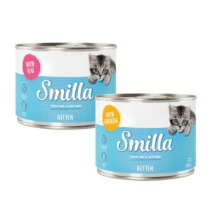 Smilla Kitten -säästöpakkaus 24 x 200 g lajitelma: 12 x kana + 12 x vasikka & siipikarja