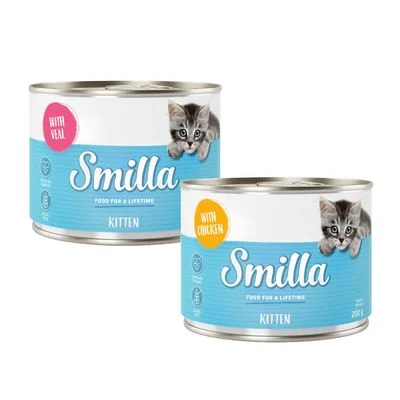 Smilla Kitten -säästöpakkaus 24 x 200 g lajitelma: 12 x kana + 12 x vasikka & siipikarja