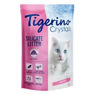 Tigerino Crystals Fun - värikäs kissanhiekka vaaleanpunainen, 5 l