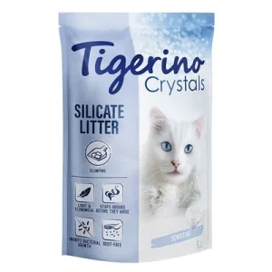 Tigerino Crystals -paakkuuntuva kissanhiekka – Sensitive, hajusteeton 5 l