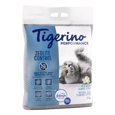Tigerino Performance Zeolite Control Febreze Jasmin Flower -kissanhiekka 12 kg