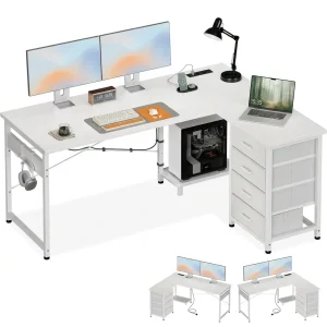 Toimistopöytä L-Shape USB/AC 4 Laatikkoa