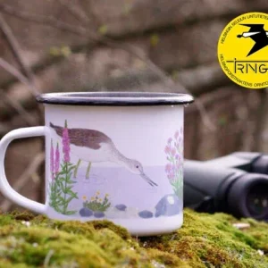 Tringan emalinen retkimuki valkoviklokuvituksella