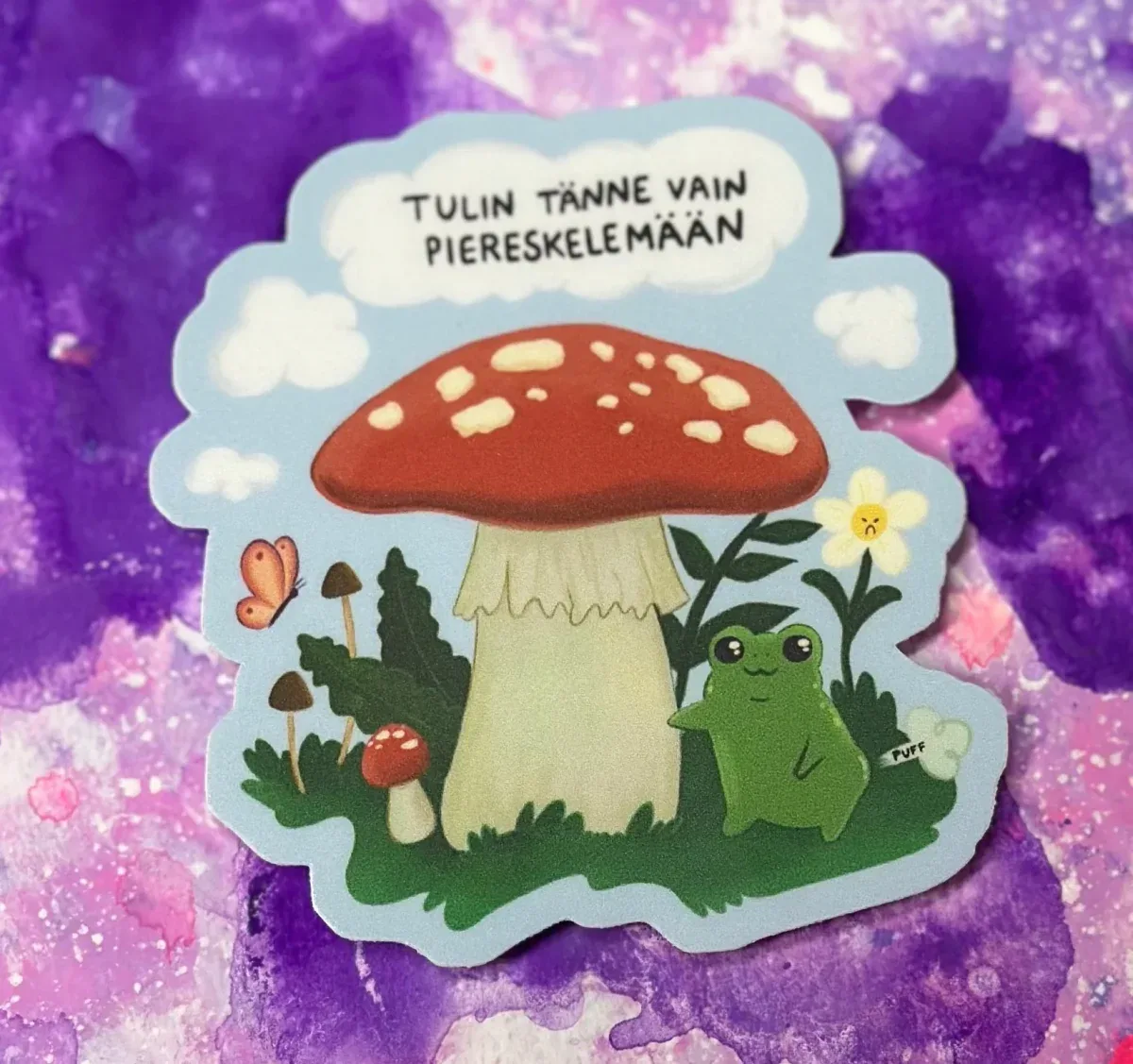 Tulin tänne vain piereskelemään – Säänkestävä tarra