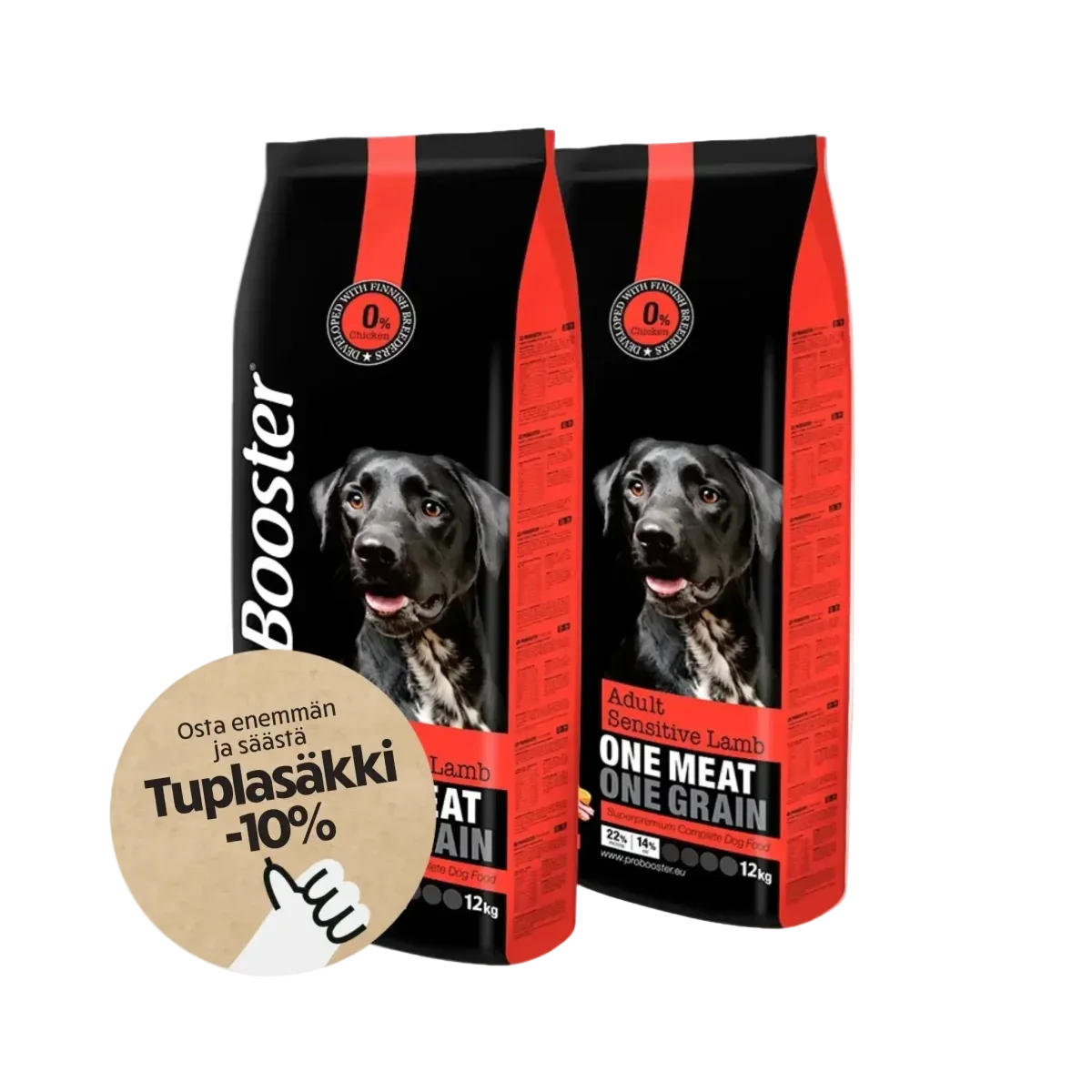 Tuplasäkkitarjous 2x12kg ProBooster Adult Sensitive Lamb