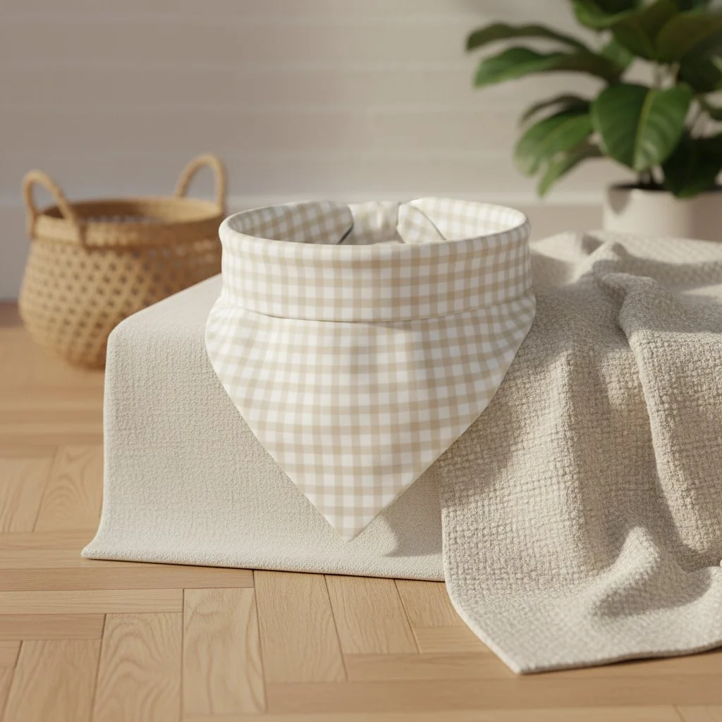 Tyylikäs vichy-kuvioinen bandana koiralle