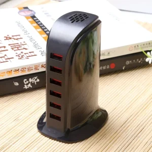 USB latausasema 6 Port AC100-240V (Black)