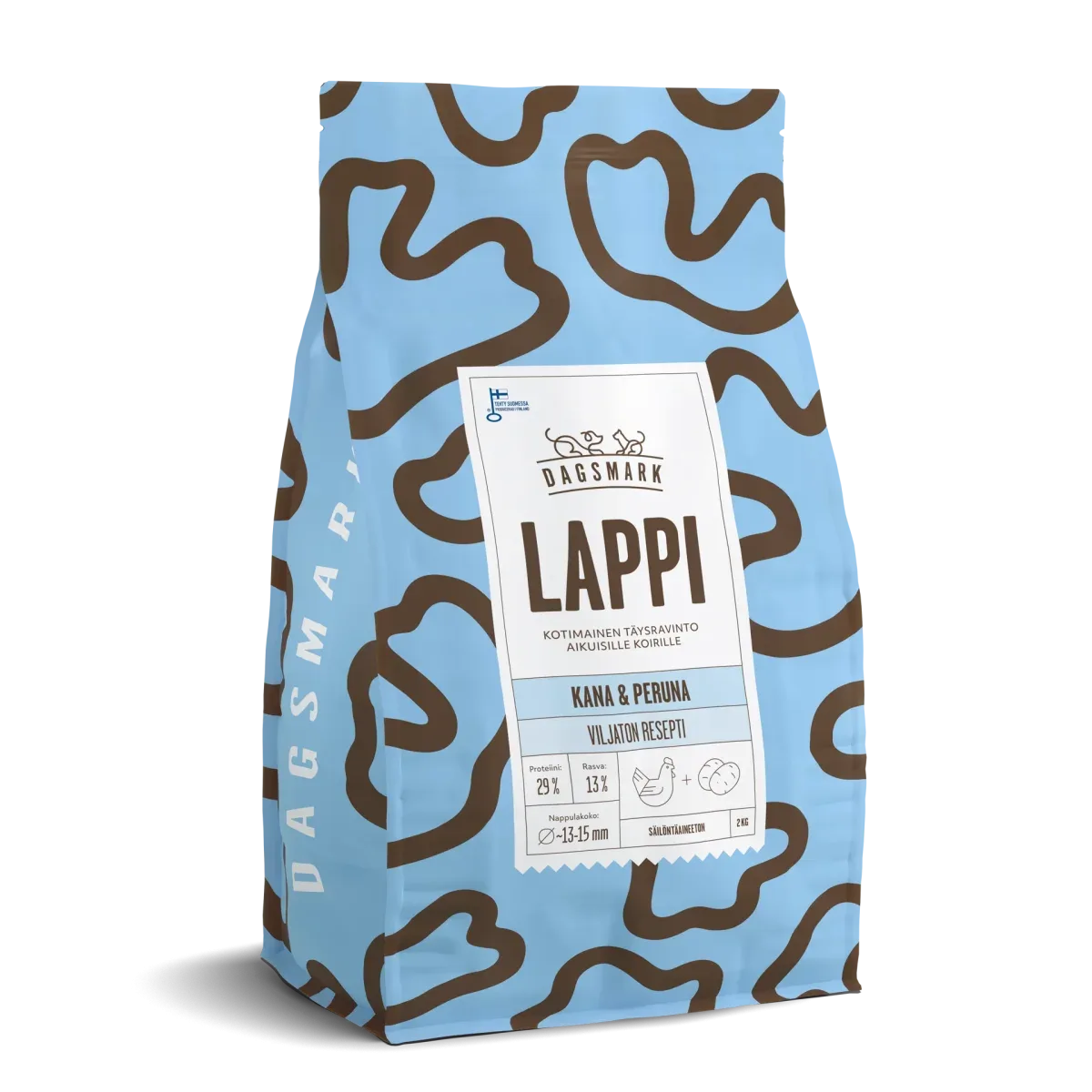 UUSI Dagsmark LAPPI viljaton kana-peruna koiran kuivaruoka 2 kg