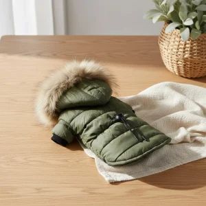Vedenpitävä ja lämmin untuvatakki pienille ja keskikokoisille koirille