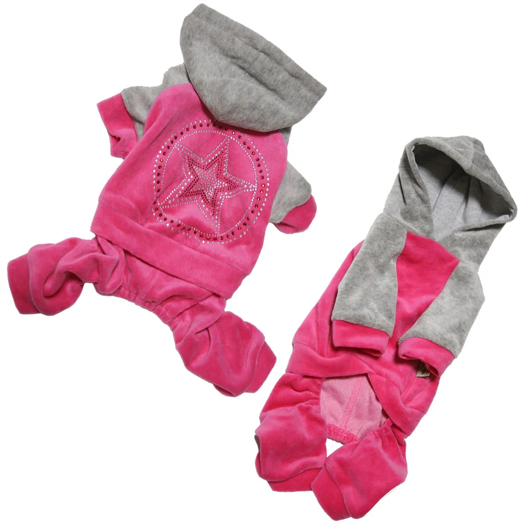 Velour asu pienelle koiralle, pinkki / harmaa